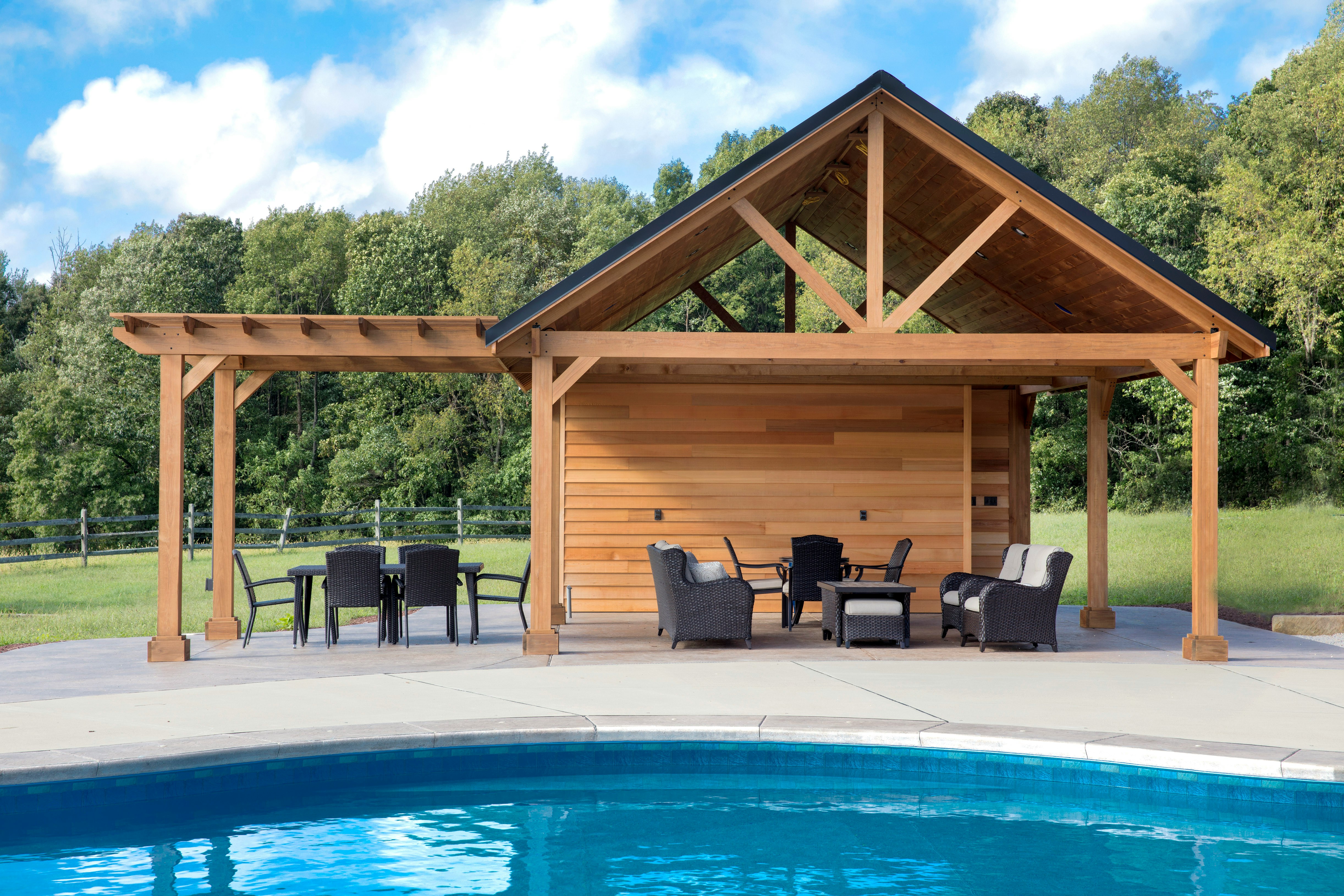 Custom wood deck and pergola for a Raleigh, NC home built by Apex Craft Co